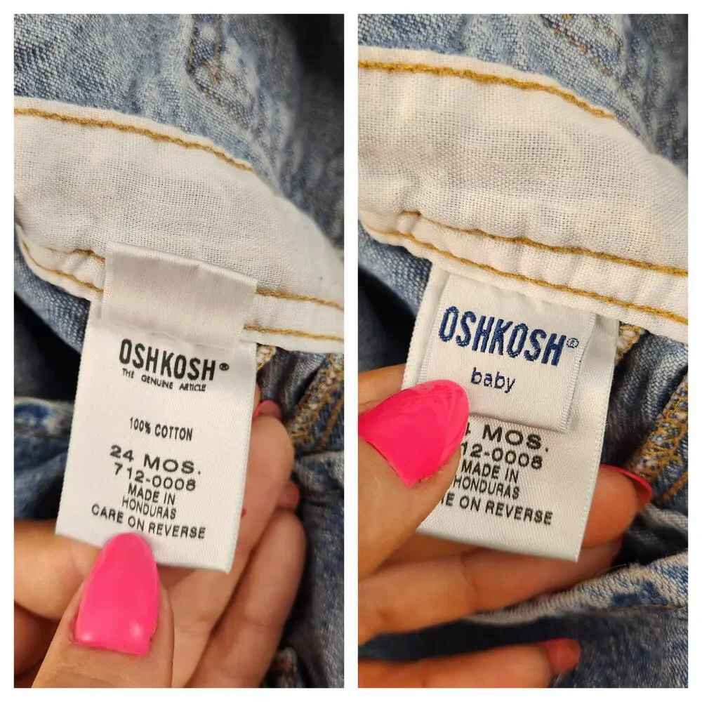 Oshkosh B'Gosh Baby Overalls 24 Months Denim Jeans Hammer Loop Infant Vestbak